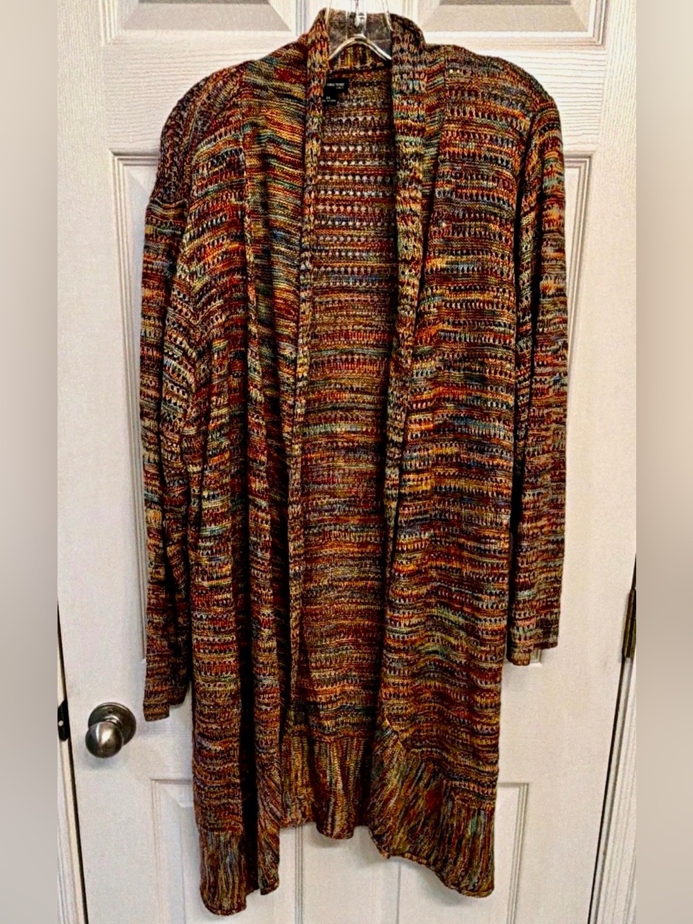 new directions Brown Multicolor Knit Open-Front Cardigan Fall